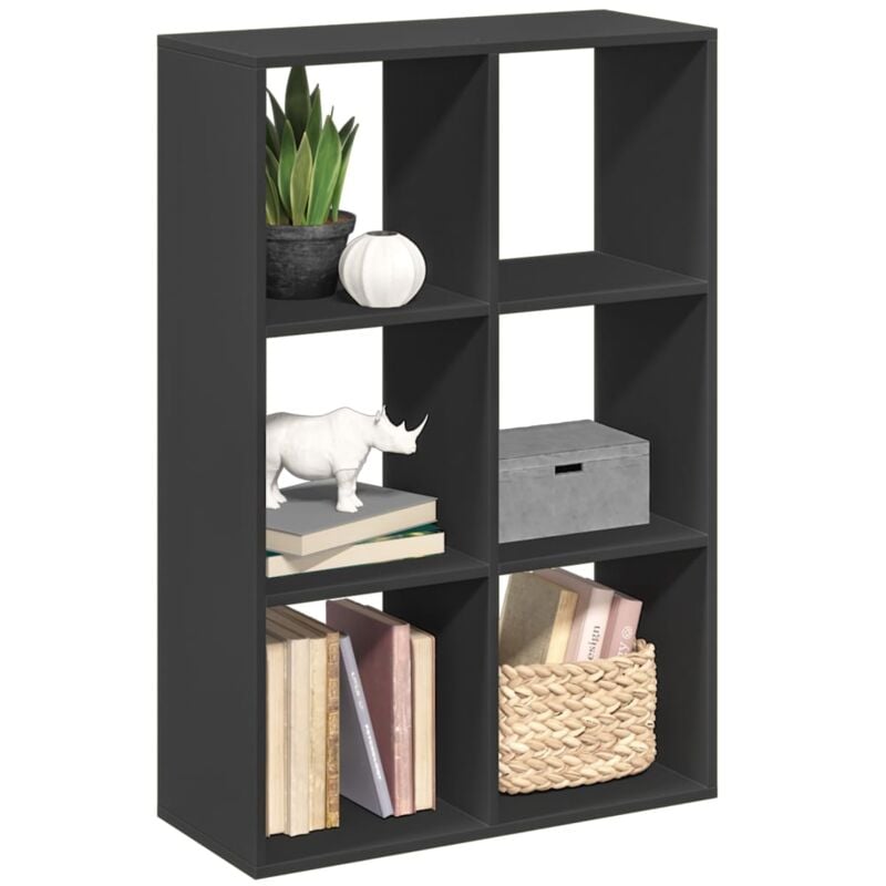 Libreria Divisorio Nera 69,5x29x103,5 cm in Truciolato