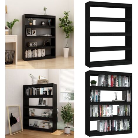 Libreria/Divisorio Nero 100x30x135,5 cm in Legno di Pino - Scaffale in legno - Libreria nero