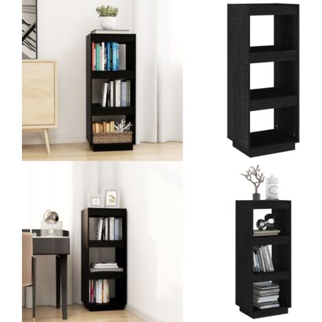 Libreria/Divisorio Nero 40x35x103 cm in Legno Massello di Pino - Libreria nero - Divisorio in legno