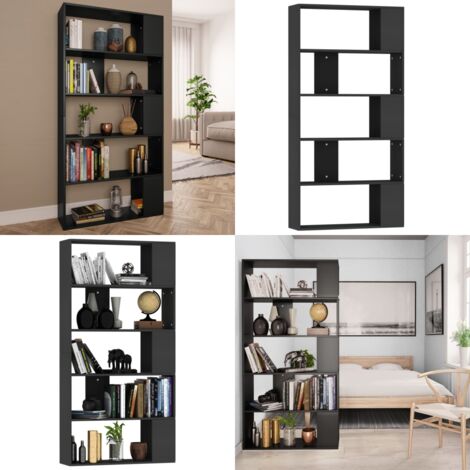Libreria/Divisorio Nero 80x24x159 cm in Legno Ingegnerizzato - Libreria nero - Divisorio per corridoio