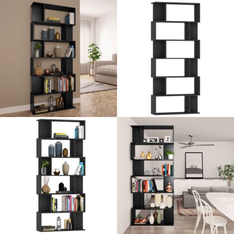 Libreria/Divisorio Nero 80x24x192 cm in Legno Ingegnerizzato - Libreria nero - Divisorio per corridoio