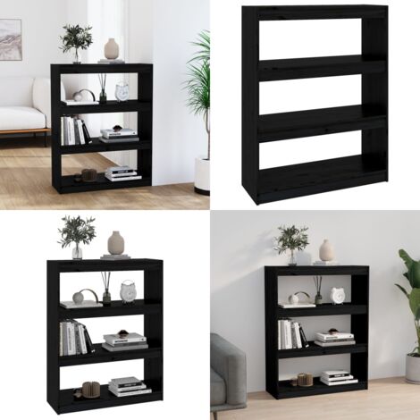 Libreria/Divisorio Nero 80x30x103,5cm in Legno Massello di Pino - Libreria nero - Divisorio in legno