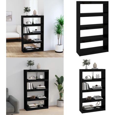 Libreria/Divisorio Nero 80x30x135,5cm in Legno Massello di Pino - Libreria nero - Divisorio in legno