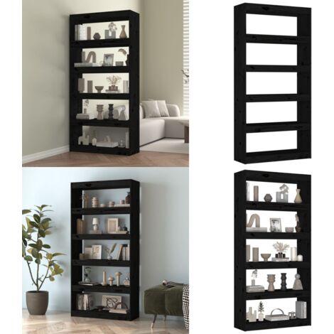 Libreria/Divisorio Nero 80x30x167,4 cm Legno Massello di Pino - Scaffale per libri - Divisorio
