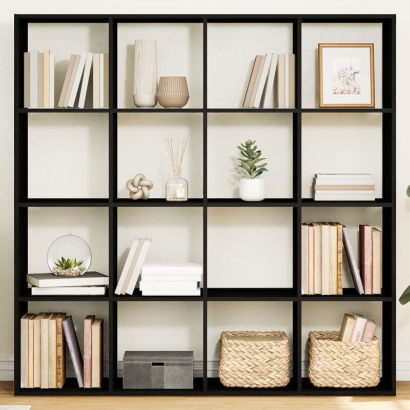 Libreria Nera 137,5x29x137,5 cm in Legno Multistrato - Vidaxl