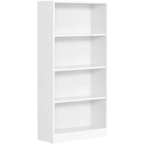 Libreria DVD Scaffale a 4 Ripiani con Ripiani Regolabili in Altezza per Soggiorno Camera da Letto Ufficio 121,5 cm Bianco 120001462