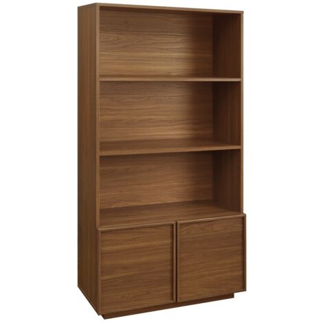Librería efecto madera con 2 puertas y 5 niveles