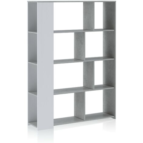 Libreria effetto legno finitura larice bianco cm. H.174 x L.129 x P.33