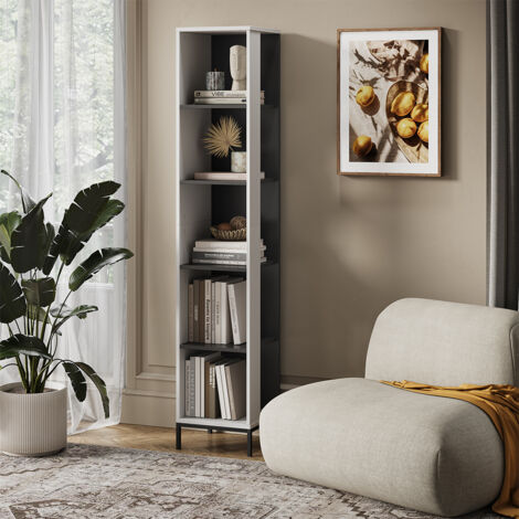 Librería Eliza, Blanco, 36 x 188 cm con 5 compartimentos, Vicco