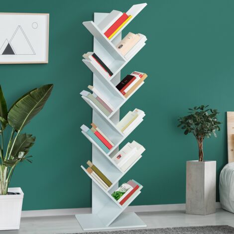 Librería en forma de árbol TEA, 10 niveles, blanca