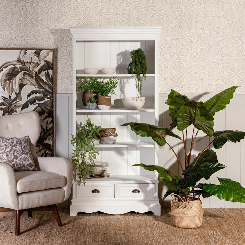 

Librería estantería clásica madera blanca