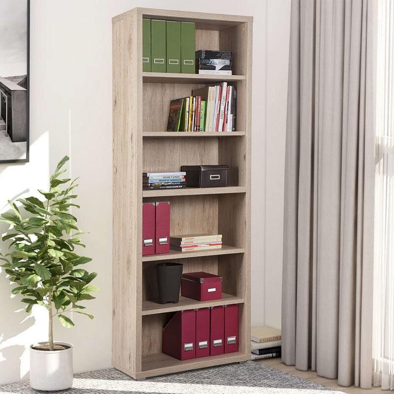

Librería en madera efecto roble de diseño clásico con 6 estantes Virginia
