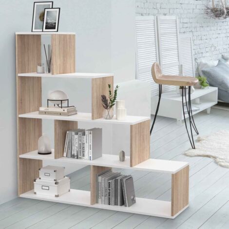 Librería escalera LINA blanca y haya