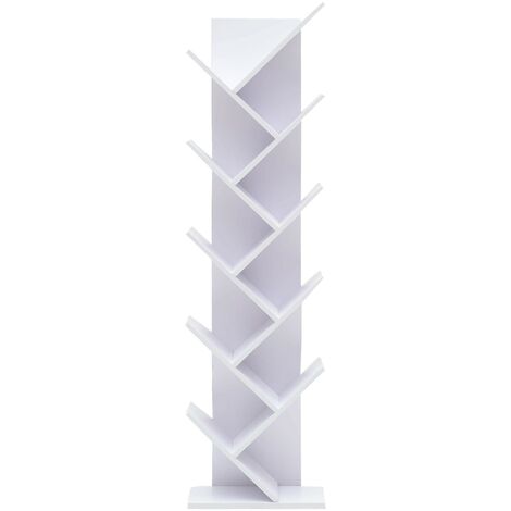 Libreria Estanteria 10 Estante Madera Blanco Moderno 160x44,5x22