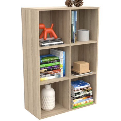 Librería estanteria con 6 cubos - Roble