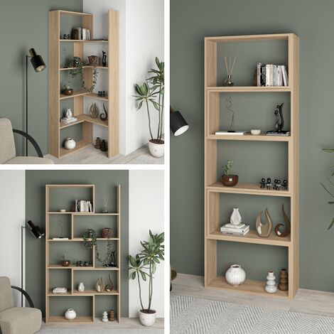 Libreria 110x161h cm in legno tortora e cacao - Kantiko
