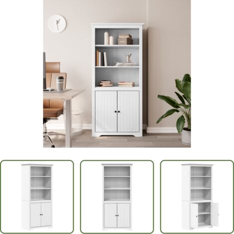 Libreria francese -  Libreria BODO 82x40x173 cm in Legno Massello di Pino Bianco