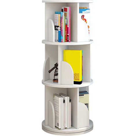 Libreria girevole a 3 livelli, scaffale portaoggetti, per libri e giocattoli, bianco