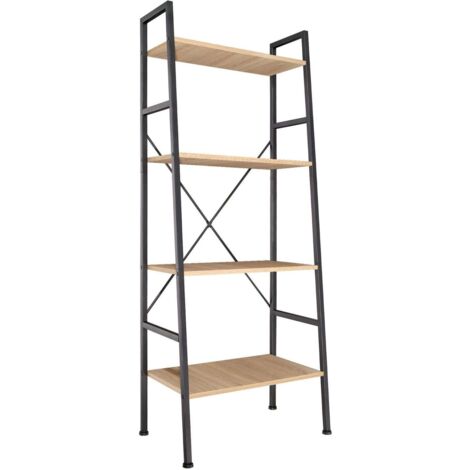 Librería grande de estilo industrial/vintage 4 niveles 139 cm beige 080000559