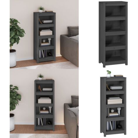Libreria Grigia 50x35x125,5 cm in Legno Massello di Pino - Libreria grigia - Libreria in pino