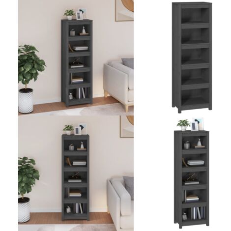 Libreria Grigia 50x35x154 cm in Legno Massello di Pino - Libreria grigia - Libreria in pino