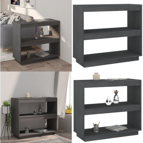 Libreria Grigia 80x35x71 cm in Legno Massello di Pino - Scaffale per libri - Libreria grigia