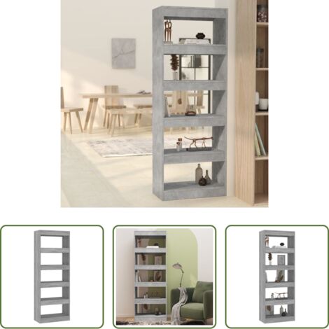 Libreria grigia cemento -  Libreria/Divisorio Grigio Cemento 60x30x166 cm in Truciolato