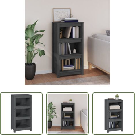 Libreria grigia -  Libreria Grigia 50x35x97 cm in Legno Massello di Pino