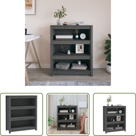Libreria grigia -  Libreria Grigia 80x35x97 cm in Legno Massello di Pino