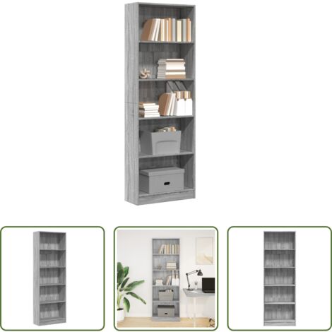 Libreria grigia -  Libreria Grigio Sonoma 60x24x176 cm in Legno Multistrato