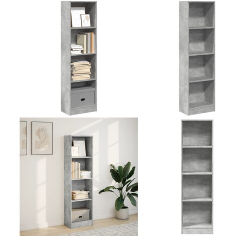 Libreria Grigio Cemento 40x24x143 cm in Truciolato - Libreria grigio cemento - Libreria per casa