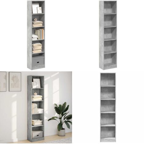 Libreria Grigio Cemento 40x24x176 cm in Legno Multistrato - Libreria grigio cemento - Libreria in truciolato