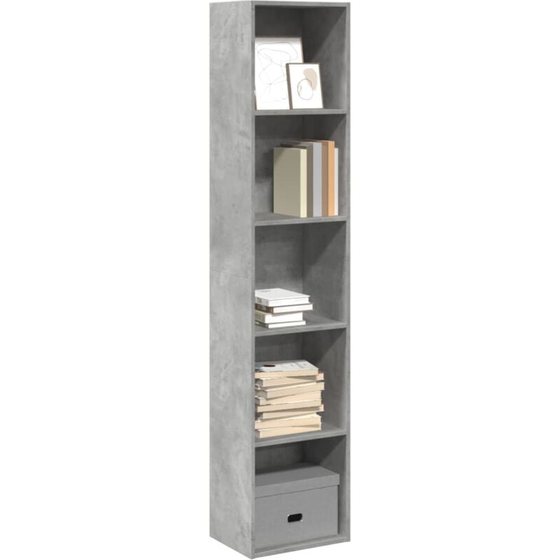 Libreria Grigio Cemento 40x30x189 cm in Legno Multistrato