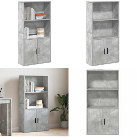 Libreria Grigio Cemento 60x24x120 cm in Legno Multistrato - Libreria grigio cemento - Libreria con ante
