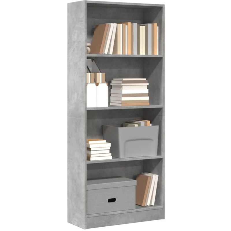 Libreria Grigio Cemento 60x24x143 cm in Legno Multistrato