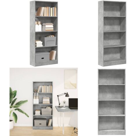 Libreria Grigio Cemento 60x24x143 cm in Legno Multistrato - Libreria grigio cemento - Libreria per casa