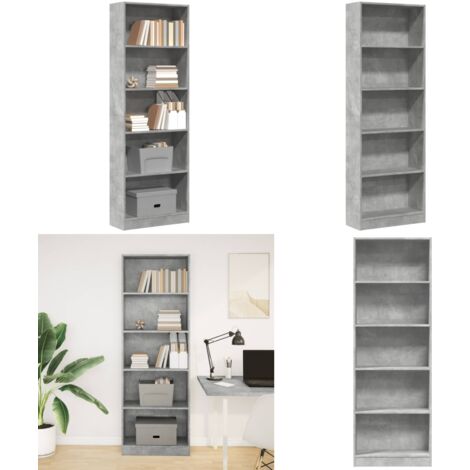 Libreria Grigio Cemento 60x24x176 cm in Legno Multistrato - Libreria grigio cemento - Libreria multistrato
