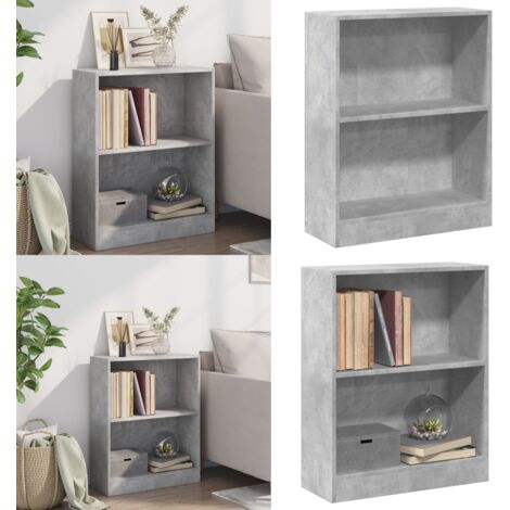Libreria Grigio Cemento 60x24x76 cm in Legno Multistrato - Libreria grigio cemento - Libreria a due livelli