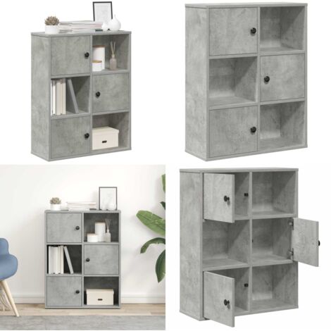 Libreria Grigio Cemento 60x24x76,5 cm in Legno Multistrato - Armadio per libri - Libreria grigio cemento