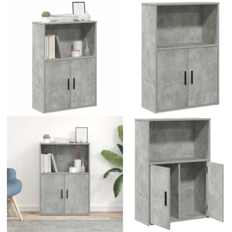 Libreria Grigio Cemento 60x24x85 cm in Legno Multistrato - Libreria grigio cemento - Libreria con ante