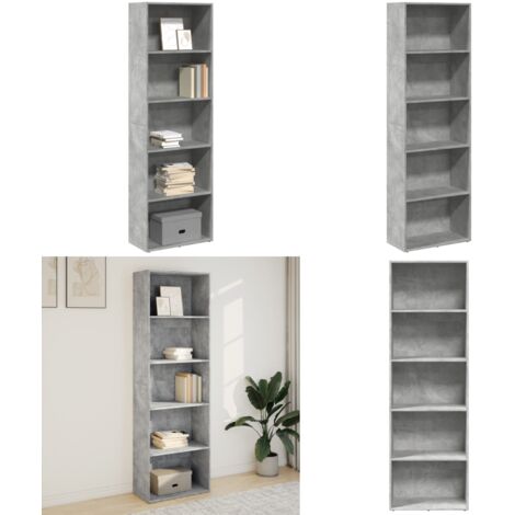 Libreria Grigio Cemento 60x30x189 cm in Legno Multistrato - Libreria grigio cemento - Libreria multistrato