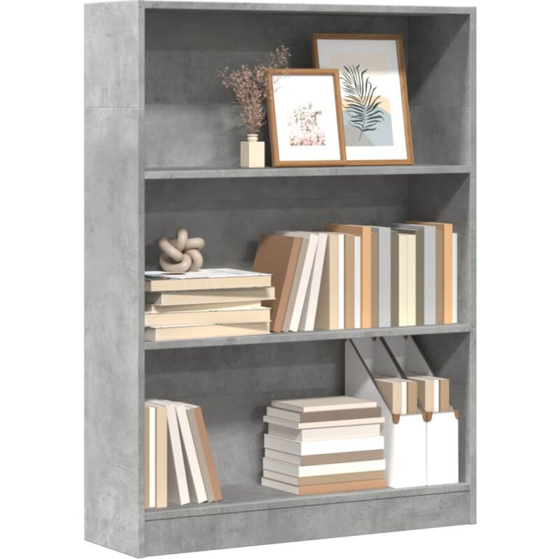 Libreria Grigio Cemento 80x24x109 cm in Legno Multistrato