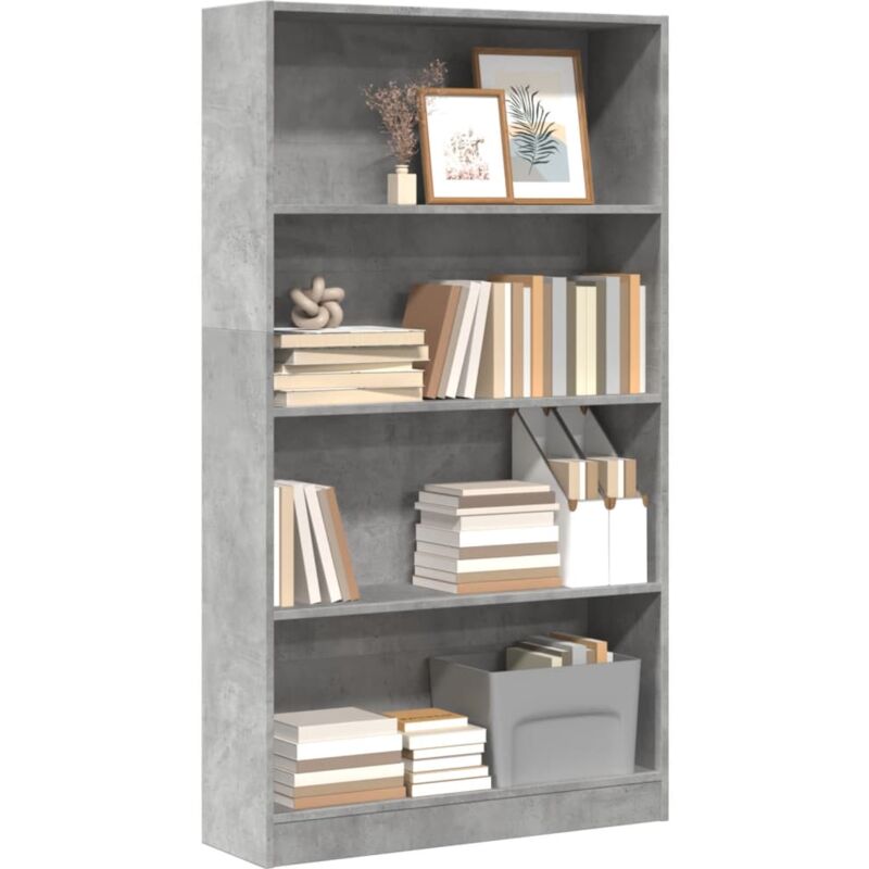 Libreria Grigio Cemento 80x24x143 cm in Legno Multistrato