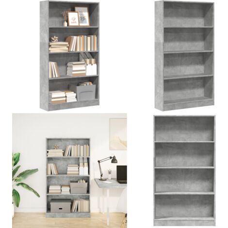 Libreria Grigio Cemento 80x24x143 cm in Legno Multistrato - Libreria grigio cemento - Libreria multistrato