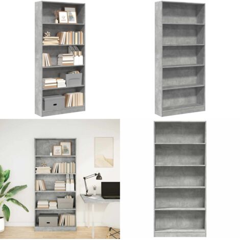 Libreria Grigio Cemento 80x24x176 cm in Legno Multistrato - Libreria grigio cemento - Libreria per casa