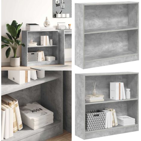 Libreria Grigio Cemento 80x24x75 cm in Legno Multistrato - Libreria grigio cemento - Libreria a due livelli