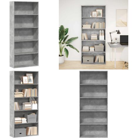 Libreria Grigio Cemento 80x30x189 cm in Legno Multistrato - Libreria grigio cemento - Libreria multistrato