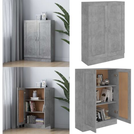 Libreria Grigio Cemento 82,5x30,5x115 cm in Legno Multistrato - Scaffale per libri - Libreria grigio cemento