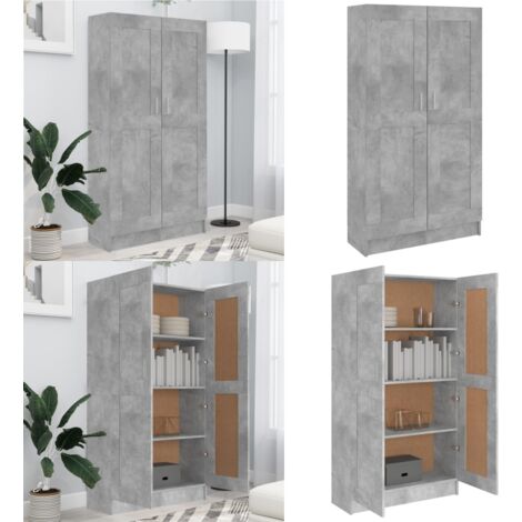 Libreria Grigio Cemento 82,5x30,5x150 cm in Legno Multistrato - Scaffale per libri - Libreria grigio cemento