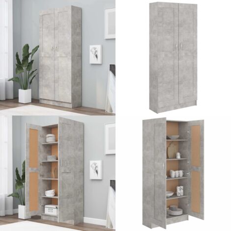 Libreria Grigio Cemento 82,5x30,5x185,5 cm in Legno Multistrato - Scaffale per libri - Libreria grigio cemento